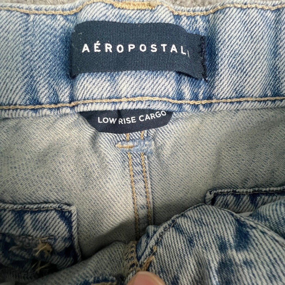 Aeropostale Low Rise Cargo Jeans Womens Small Light Y2K Distressed Utility Pants - Picture 4 of 15
